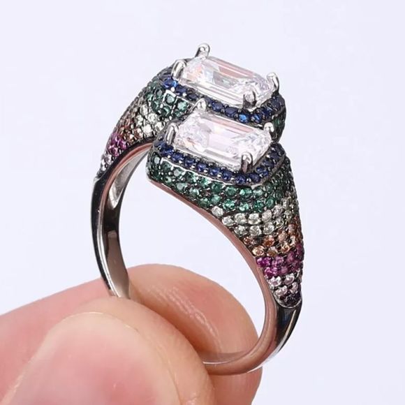 NWT PRIDE RAINBOW STERLING SILVER COCKTAIL RING - Picture 5 of 11